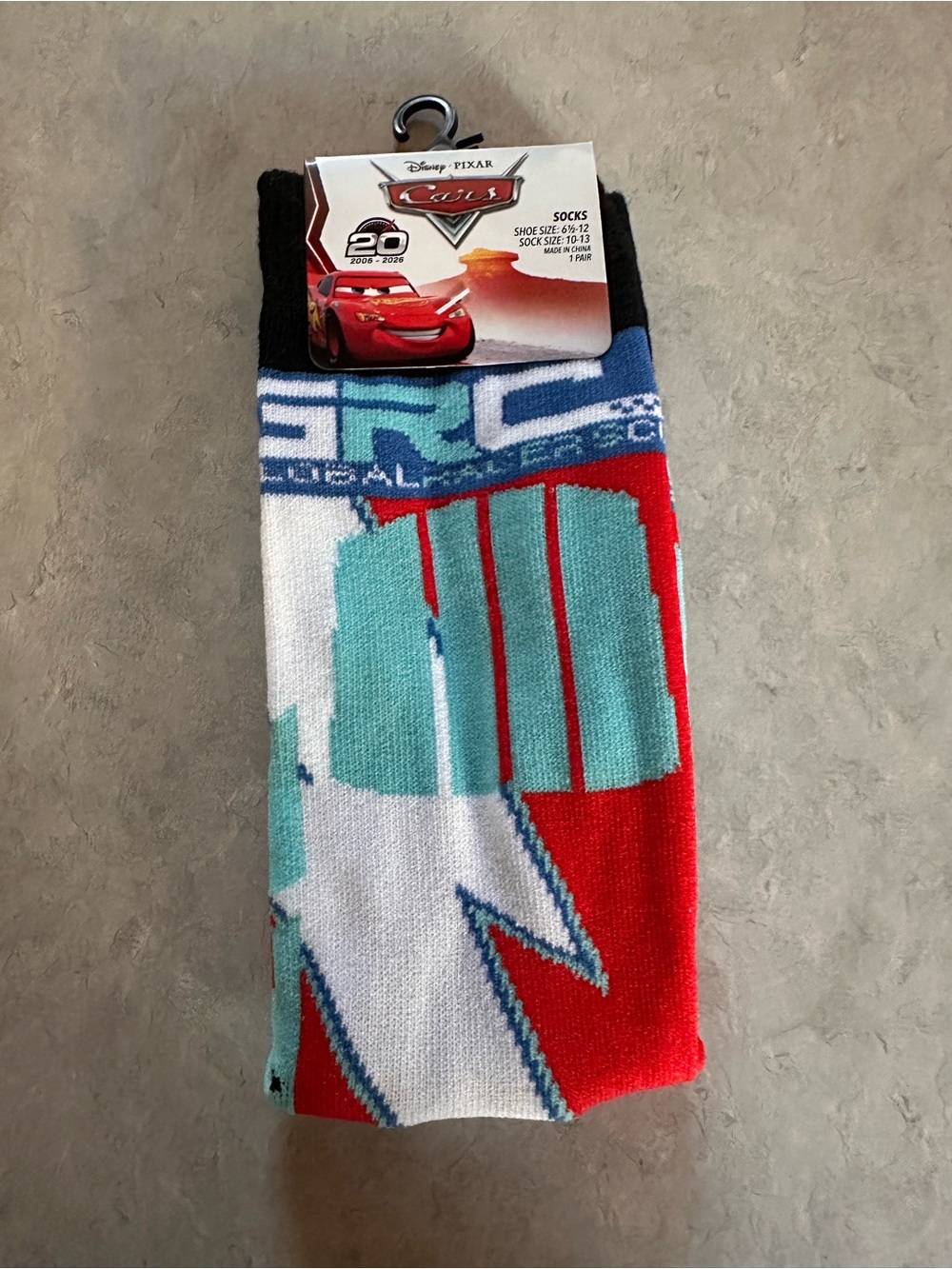 Disney Cars Red & Teal Crew Socks